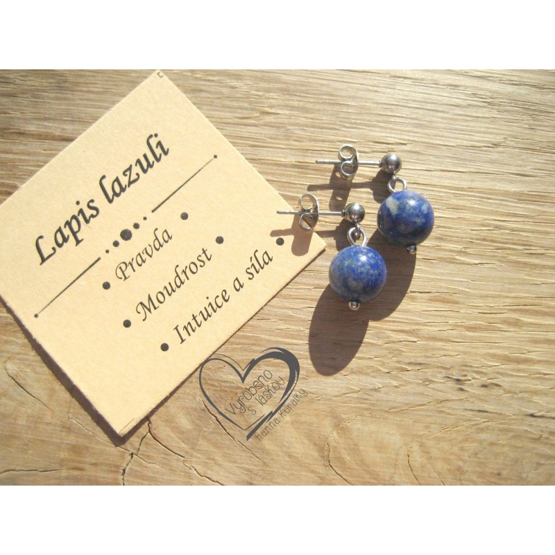 Náušnice puzety - nerez ocel - lapis lazuli