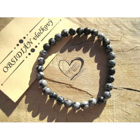 Náramek Obsidián vločkový 6mm