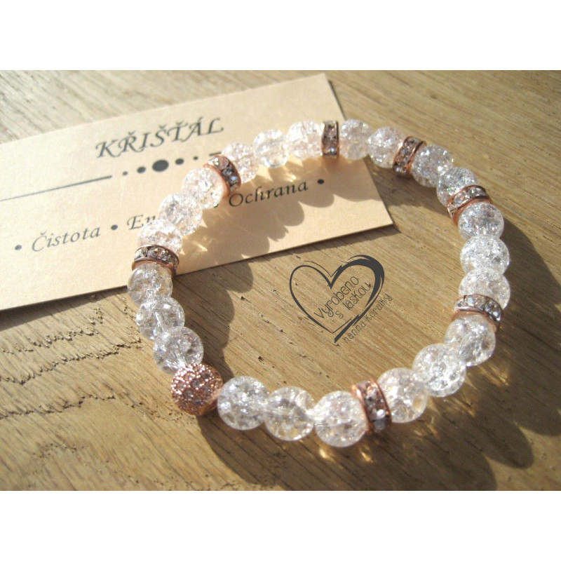 Náramek Křišťál kulička rose gold