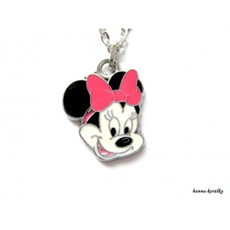 Řetízek Minnie se sytě růžovou mašlí